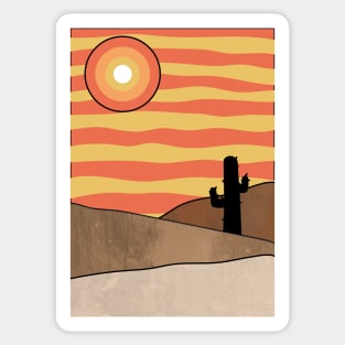 Sunny Minimalist Desert Landscape Graphic Illustration Sticker